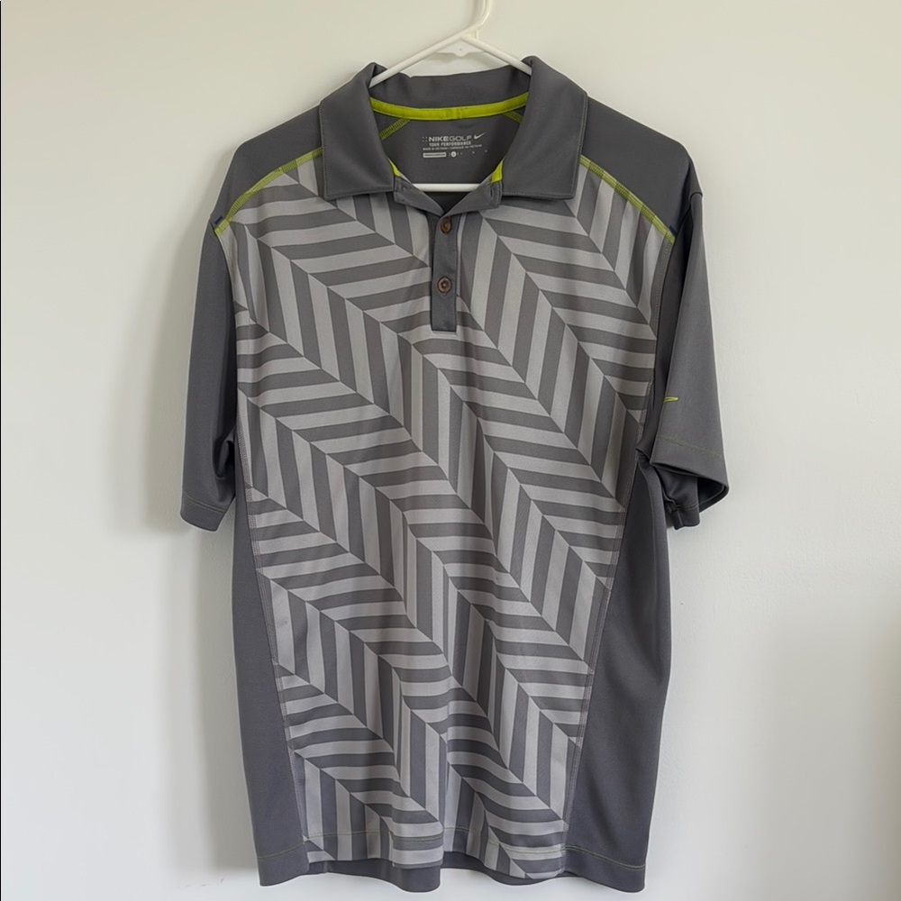 Nike Golf Tour Performance Gray Polo with Geometric Design
